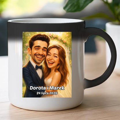 Personalizowany Kubek - ślubna karykatura [generowana przez AI]