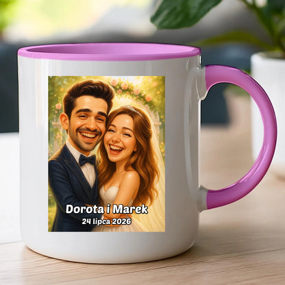 Personalizowany Kubek - ślubna karykatura [generowana przez AI]