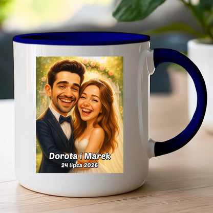 Personalizowany Kubek - ślubna karykatura [generowana przez AI]