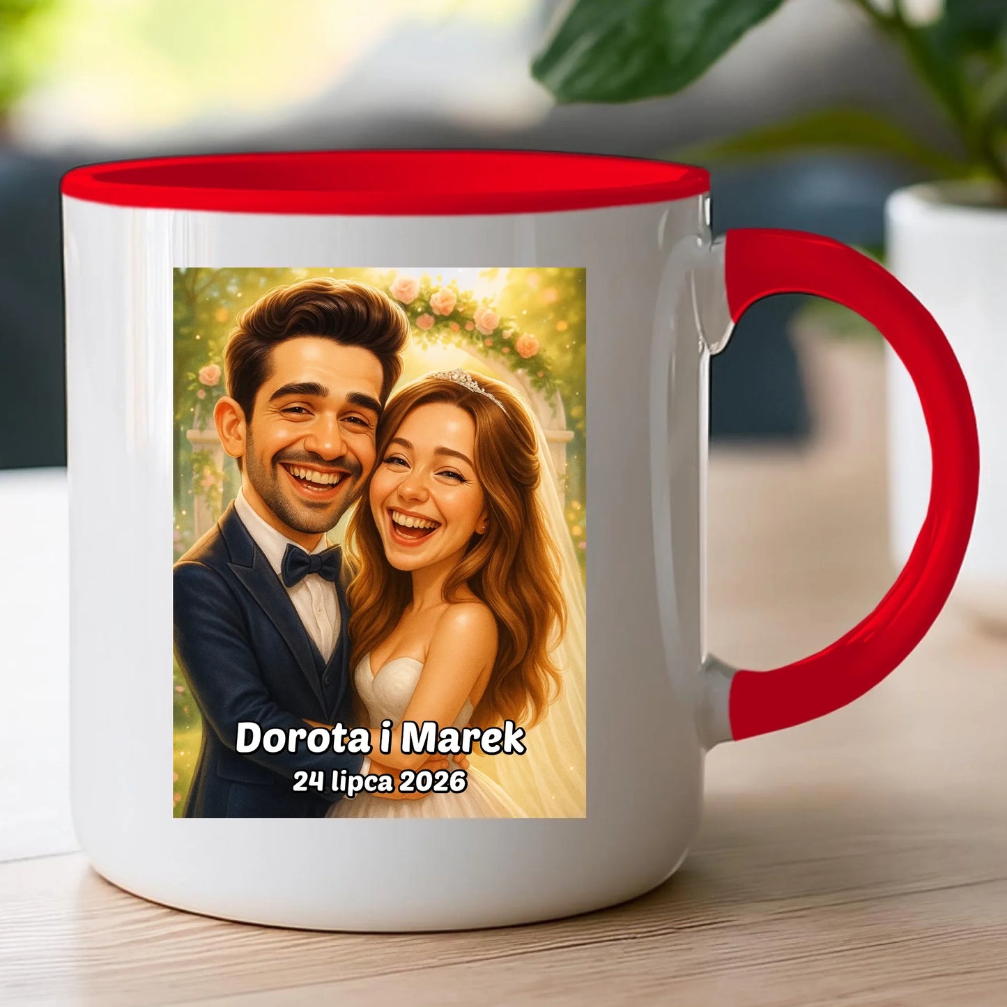 Personalizowany Kubek - ślubna karykatura [generowana przez AI]