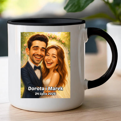 Personalizowany Kubek - ślubna karykatura [generowana przez AI]