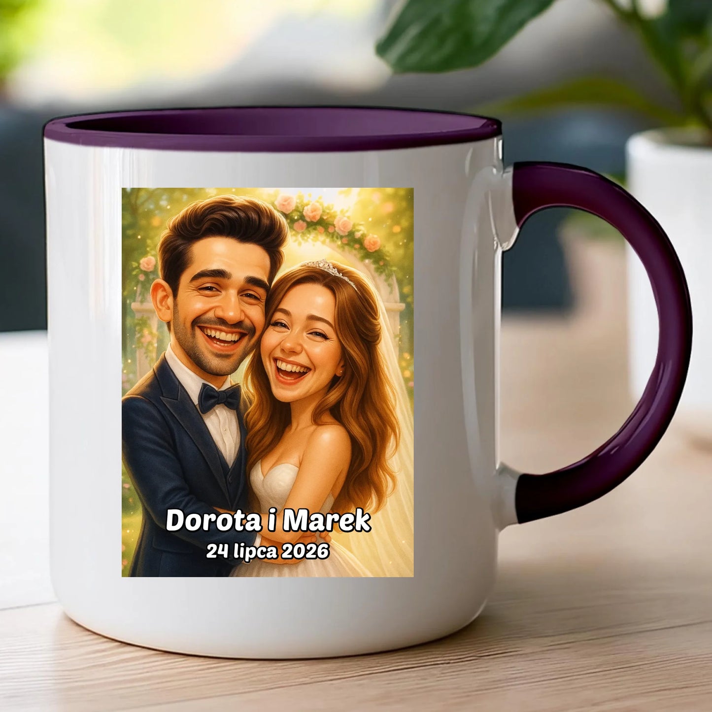 Personalizowany Kubek - ślubna karykatura [generowana przez AI]