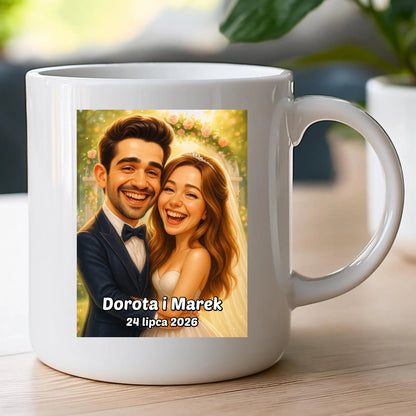 Personalizowany Kubek - ślubna karykatura [generowana przez AI]