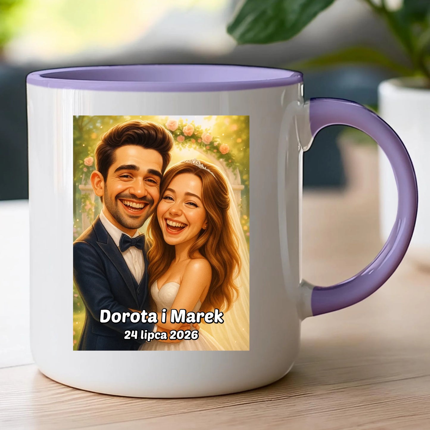 Personalizowany Kubek - ślubna karykatura [generowana przez AI]