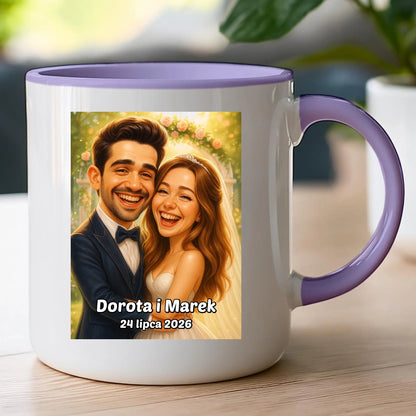 Personalizowany Kubek - ślubna karykatura [generowana przez AI]