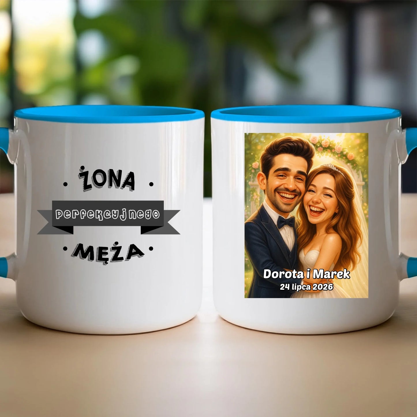 Personalizowany Kubek - ślubna karykatura [generowana przez AI]