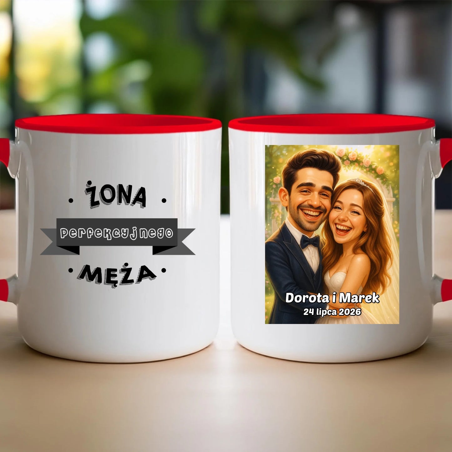 Personalizowany Kubek - ślubna karykatura [generowana przez AI]