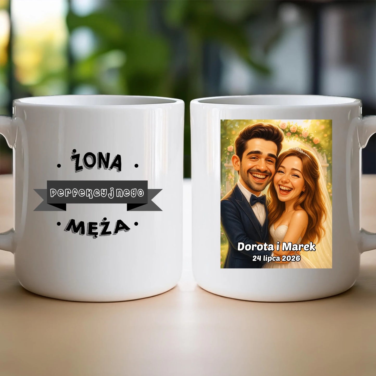 Personalizowany Kubek - ślubna karykatura [generowana przez AI]
