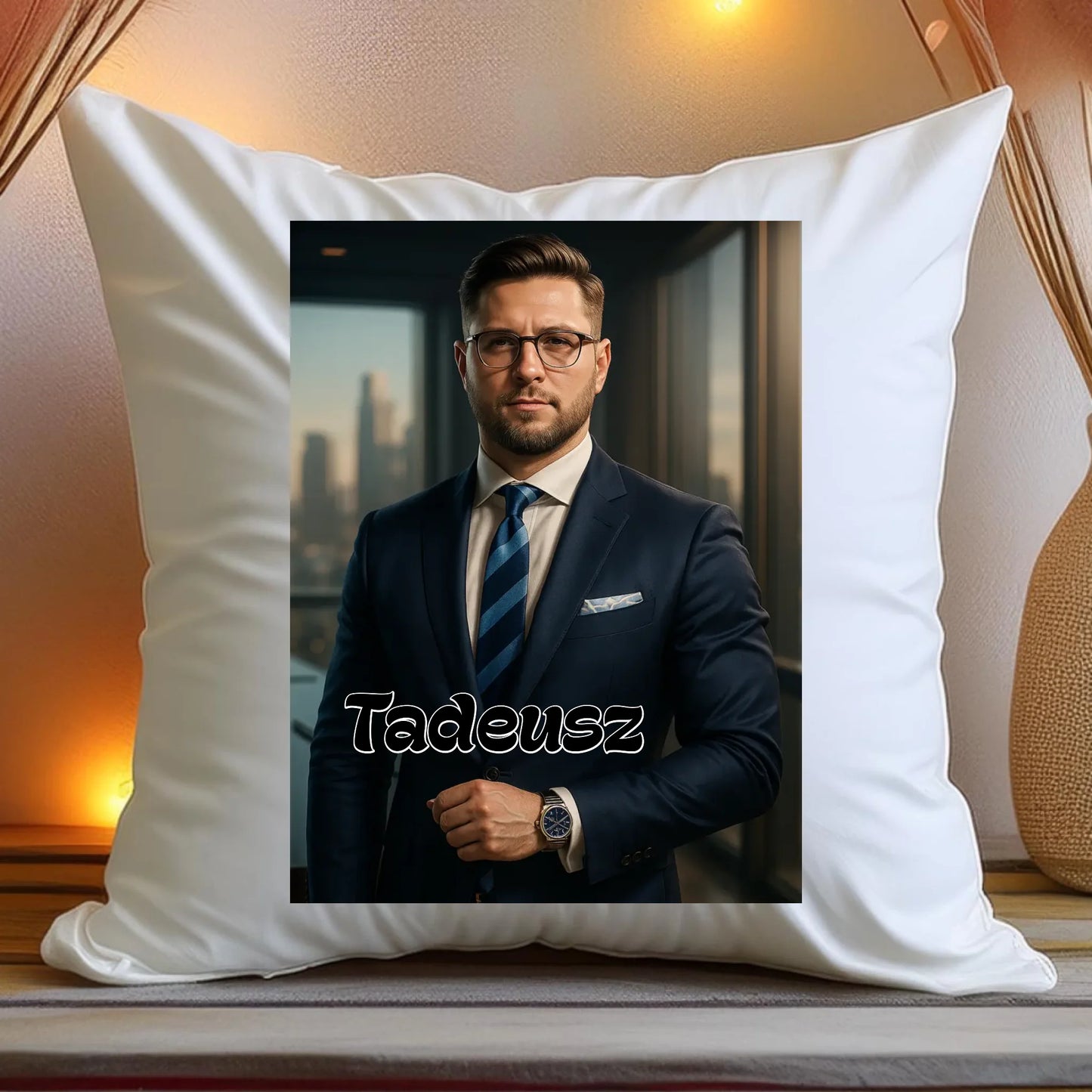 Poduszka - portret biznesmen / bizneswoman [generowany przez AI]