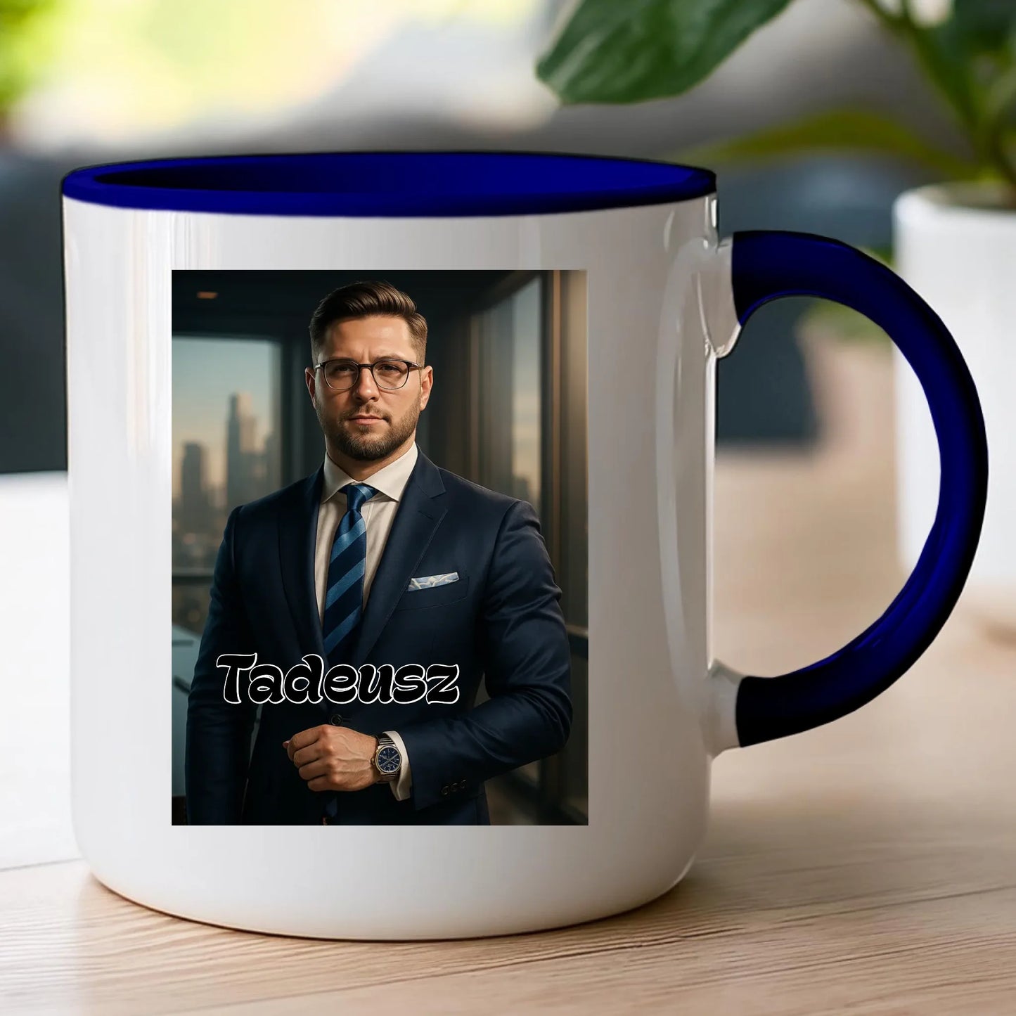 Kubek - portret biznesmen / bizneswoman [generowany przez AI]