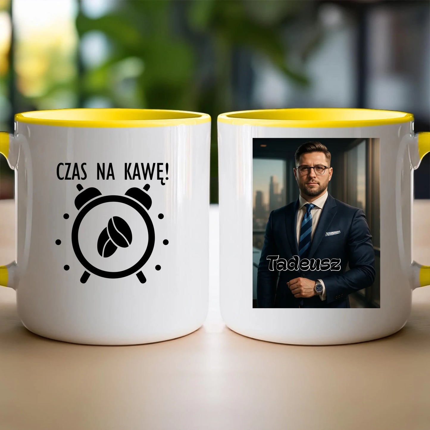 Kubek - portret biznesmen / bizneswoman [generowany przez AI]