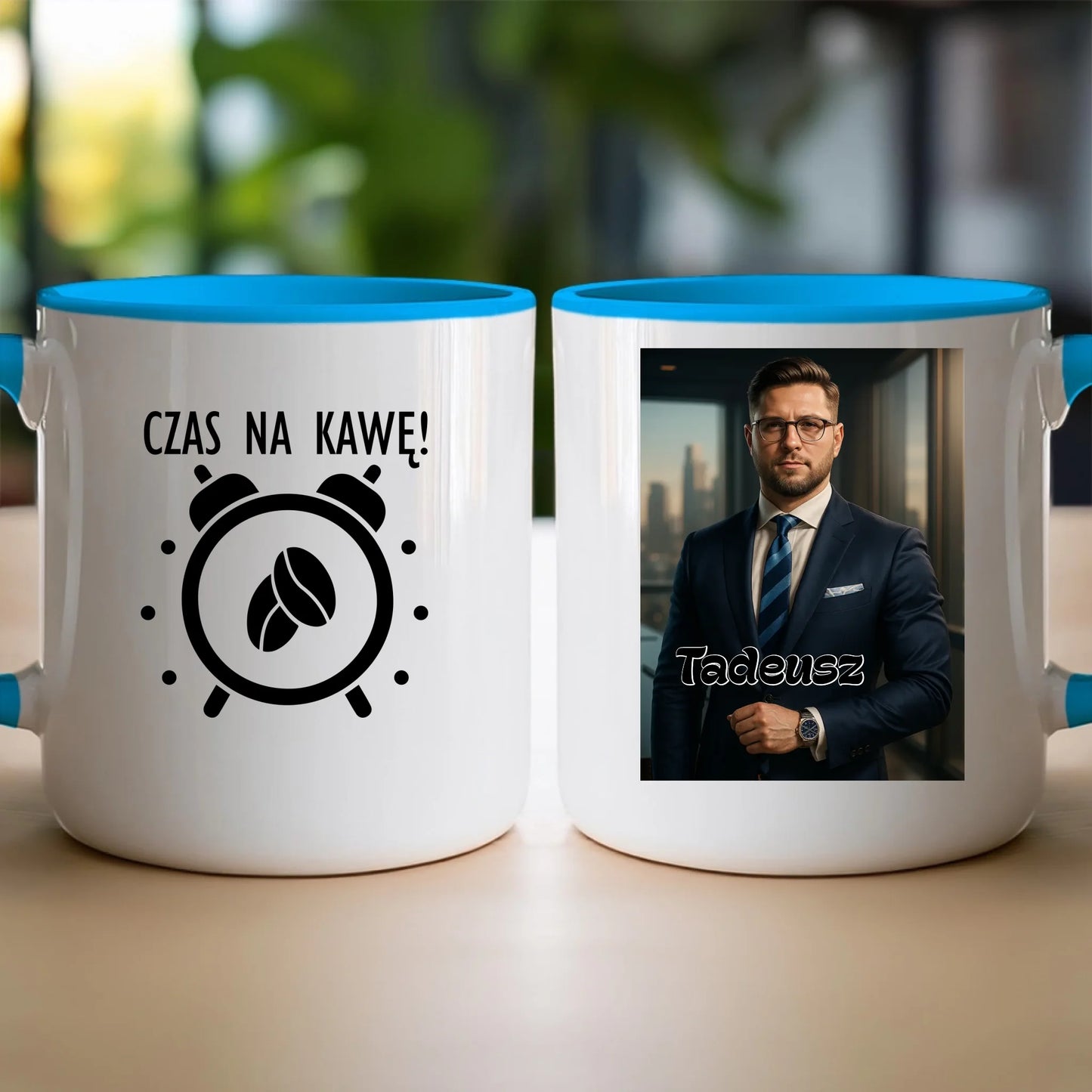 Kubek - portret biznesmen / bizneswoman [generowany przez AI]