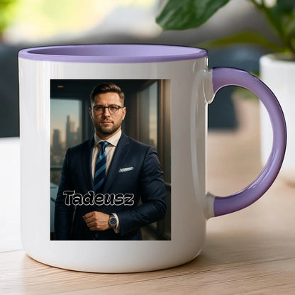 Kubek - portret biznesmen / bizneswoman [generowany przez AI]