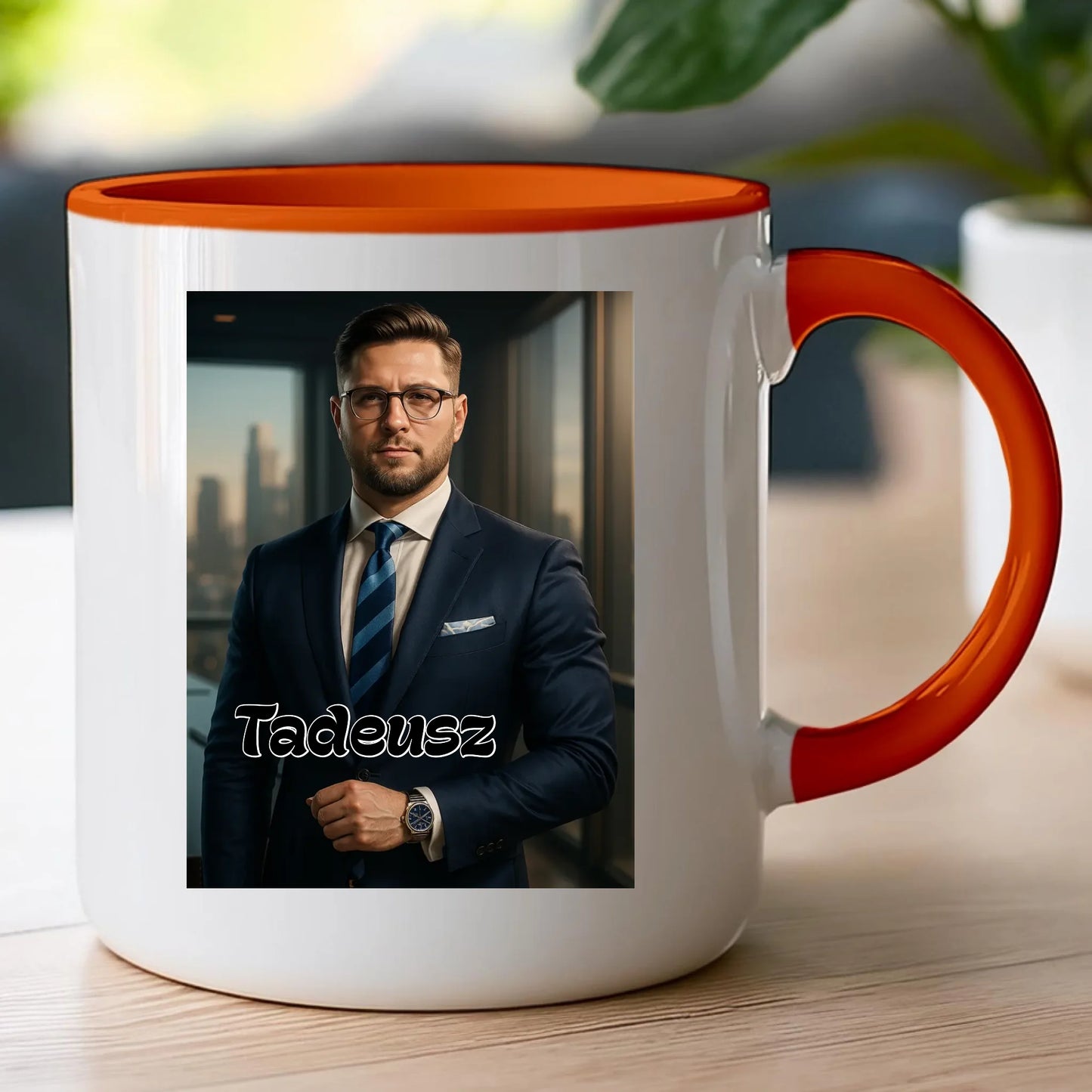 Kubek - portret biznesmen / bizneswoman [generowany przez AI]