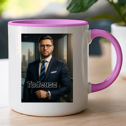 Kubek - portret biznesmen / bizneswoman [generowany przez AI]