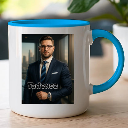 Kubek - portret biznesmen / bizneswoman [generowany przez AI]