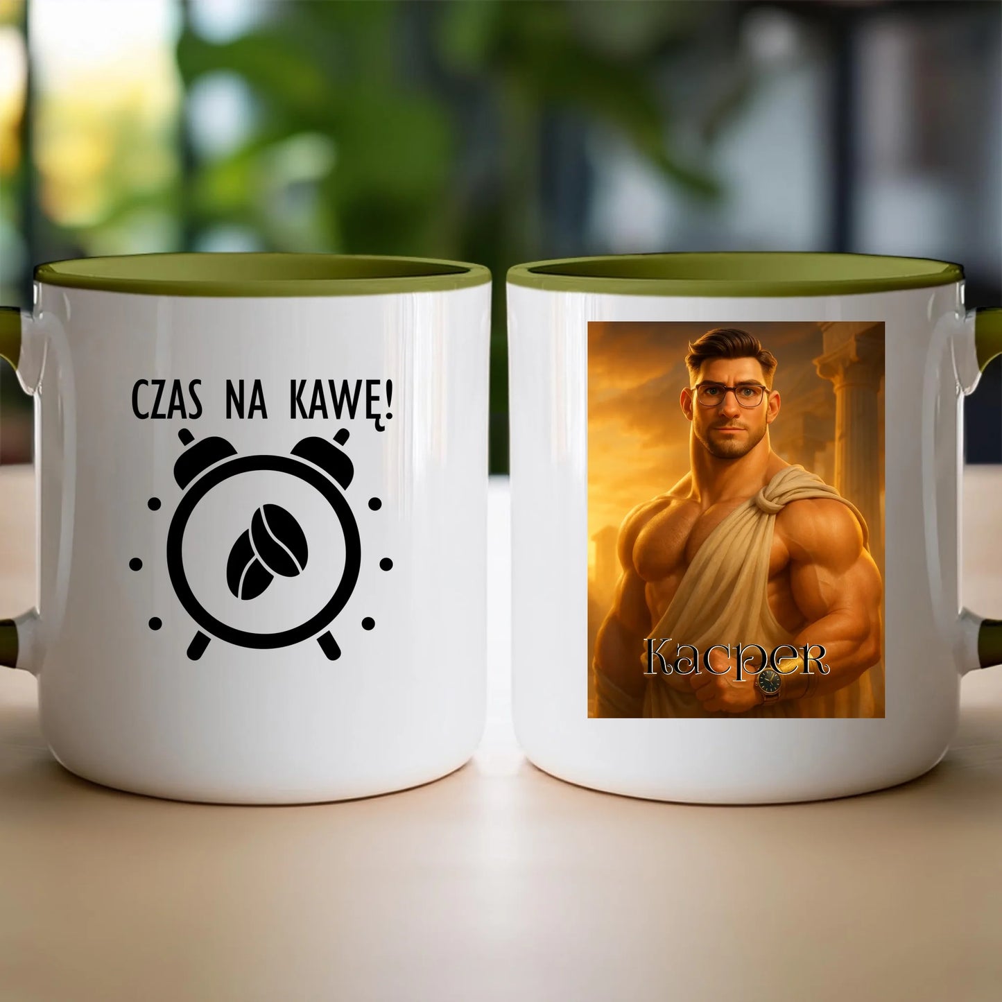 Kubek z własnym zdjęciem - grecki Bóg [generowane przez AI]