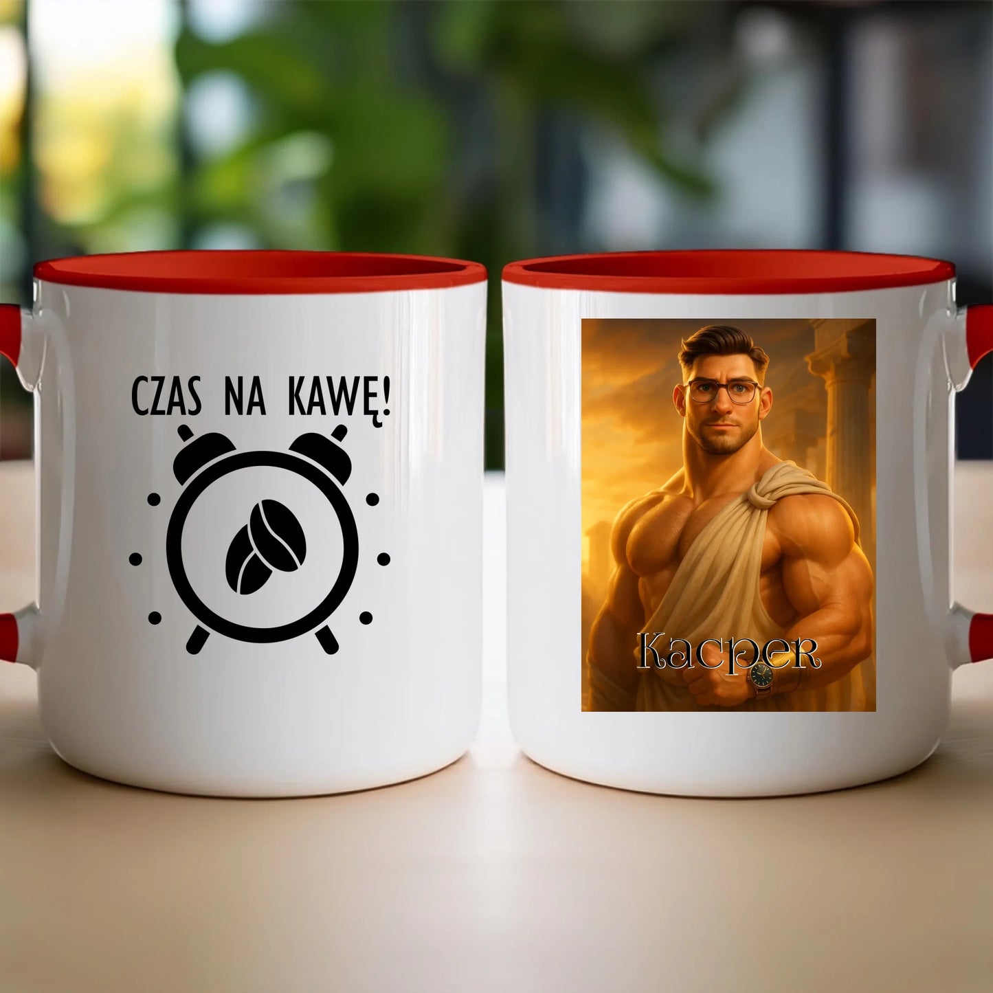 Kubek z własnym zdjęciem - grecki Bóg [generowane przez AI]