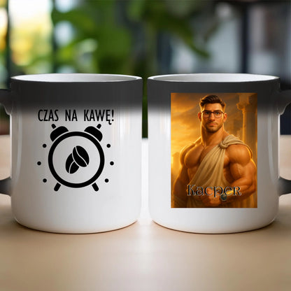 Kubek z własnym zdjęciem - grecki Bóg [generowane przez AI]
