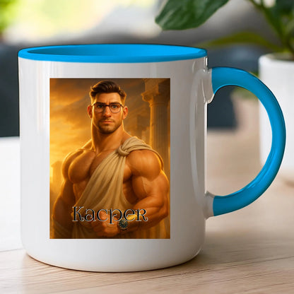 Kubek z własnym zdjęciem - grecki Bóg [generowane przez AI]