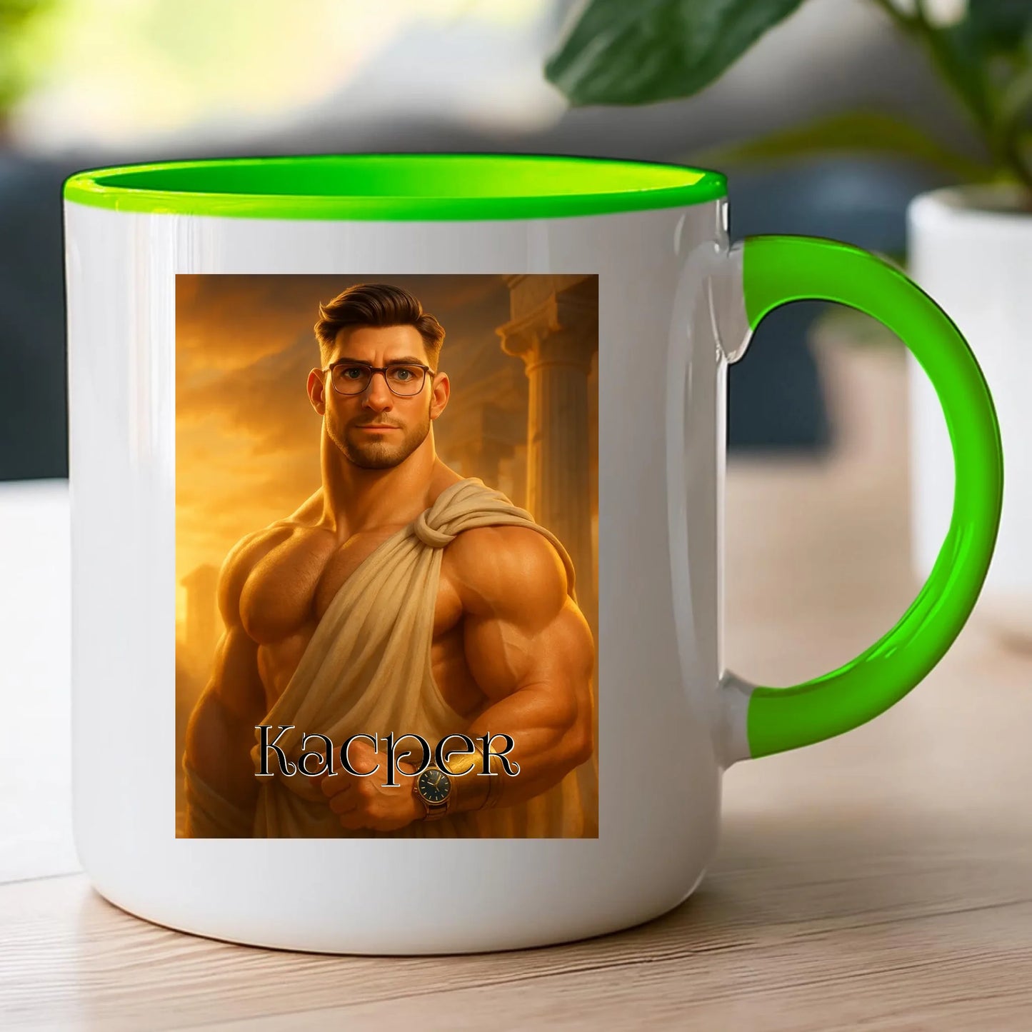 Kubek z własnym zdjęciem - grecki Bóg [generowane przez AI]