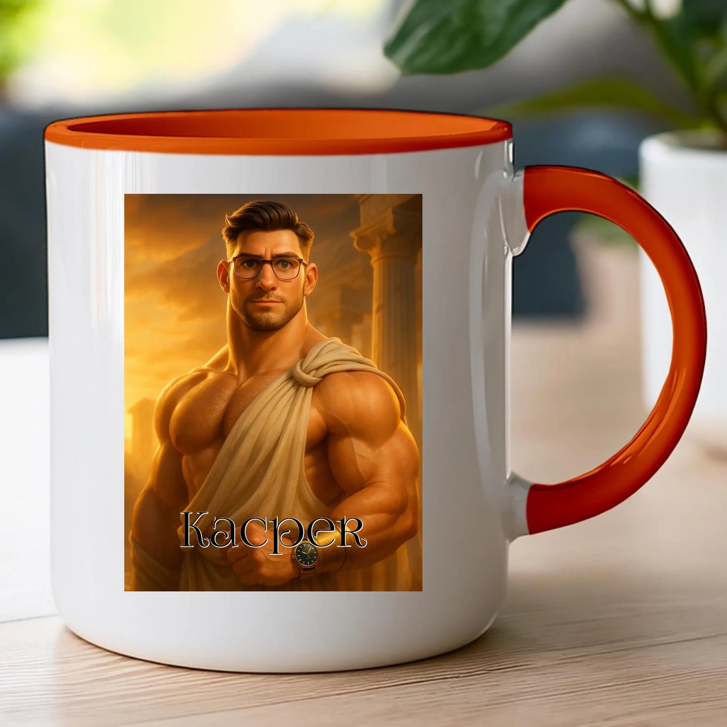 Kubek z własnym zdjęciem - grecki Bóg [generowane przez AI]