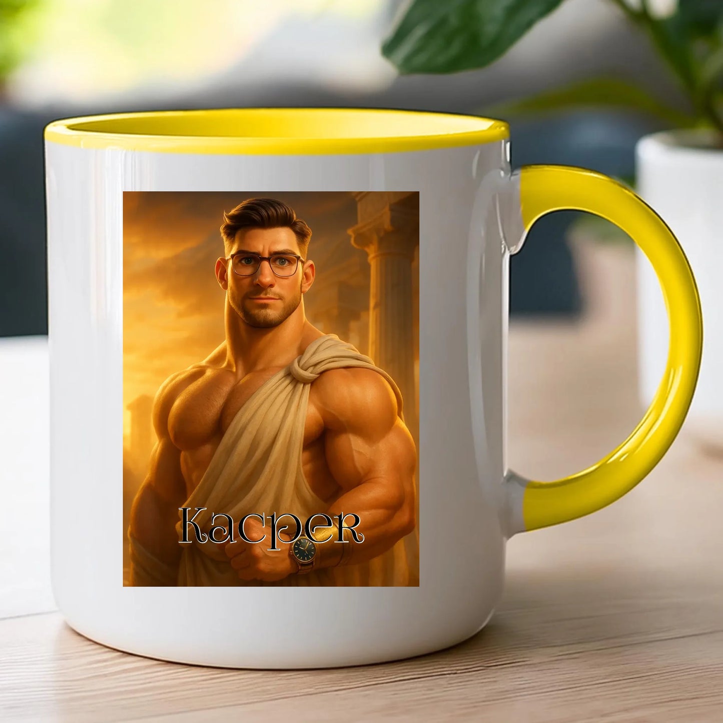 Kubek z własnym zdjęciem - grecki Bóg [generowane przez AI]