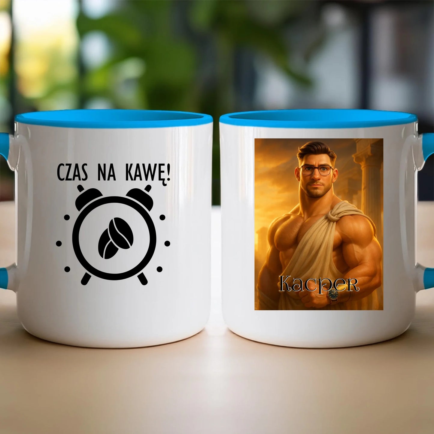 Kubek z własnym zdjęciem - grecki Bóg [generowane przez AI]