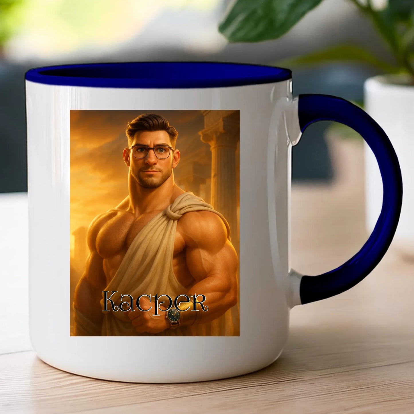 Kubek z własnym zdjęciem - grecki Bóg [generowane przez AI]