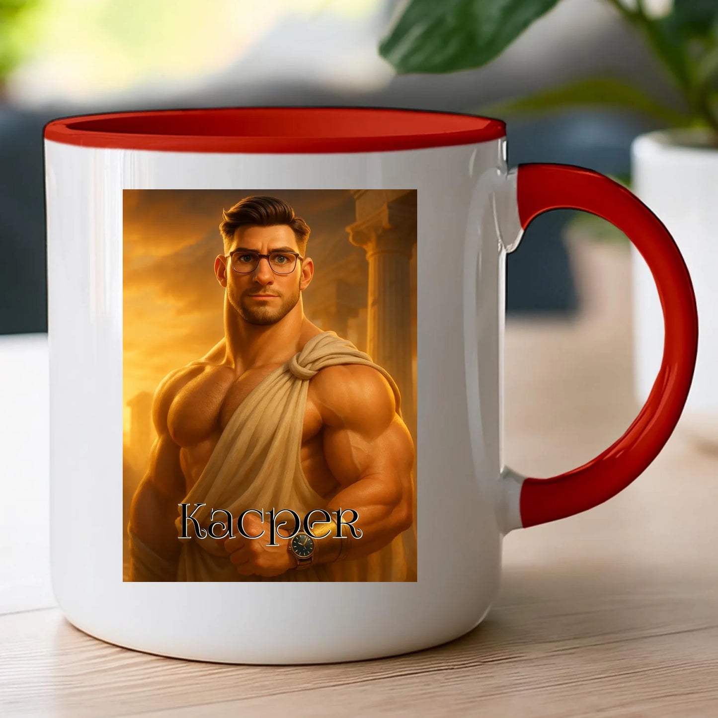 Kubek z własnym zdjęciem - grecki Bóg [generowane przez AI]