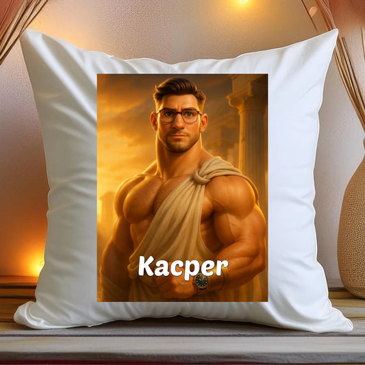 Poduszka z własnym zdjęciem - grecki Bóg [generowane przez AI]