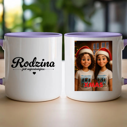 Kubek z własnym zdjęciem - świąteczny klimat [generowane przez AI]