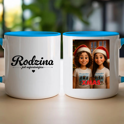 Kubek z własnym zdjęciem - świąteczny klimat [generowane przez AI]