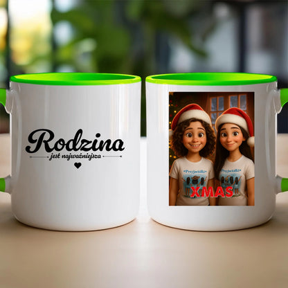 Kubek z własnym zdjęciem - świąteczny klimat [generowane przez AI]