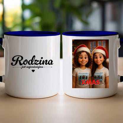 Kubek z własnym zdjęciem - świąteczny klimat [generowane przez AI]