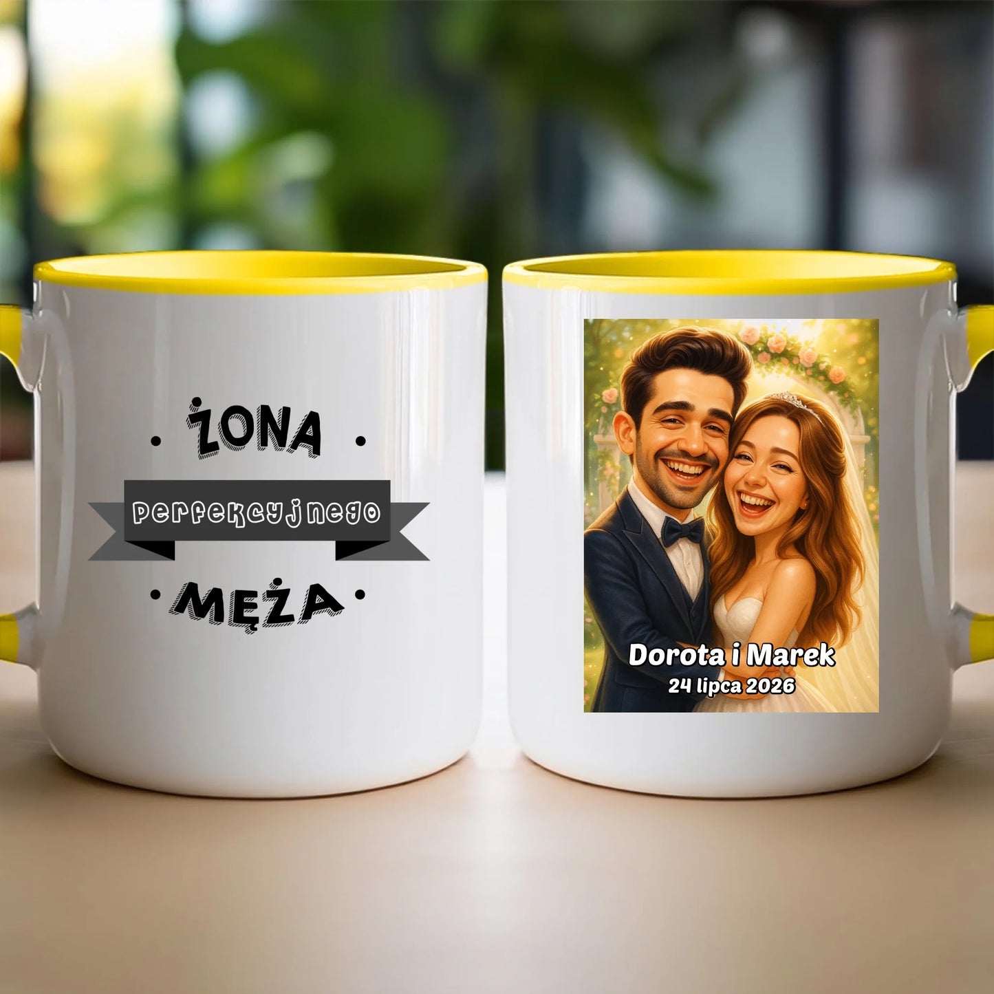 Personalizowany Kubek - ślubna karykatura [generowana przez AI]