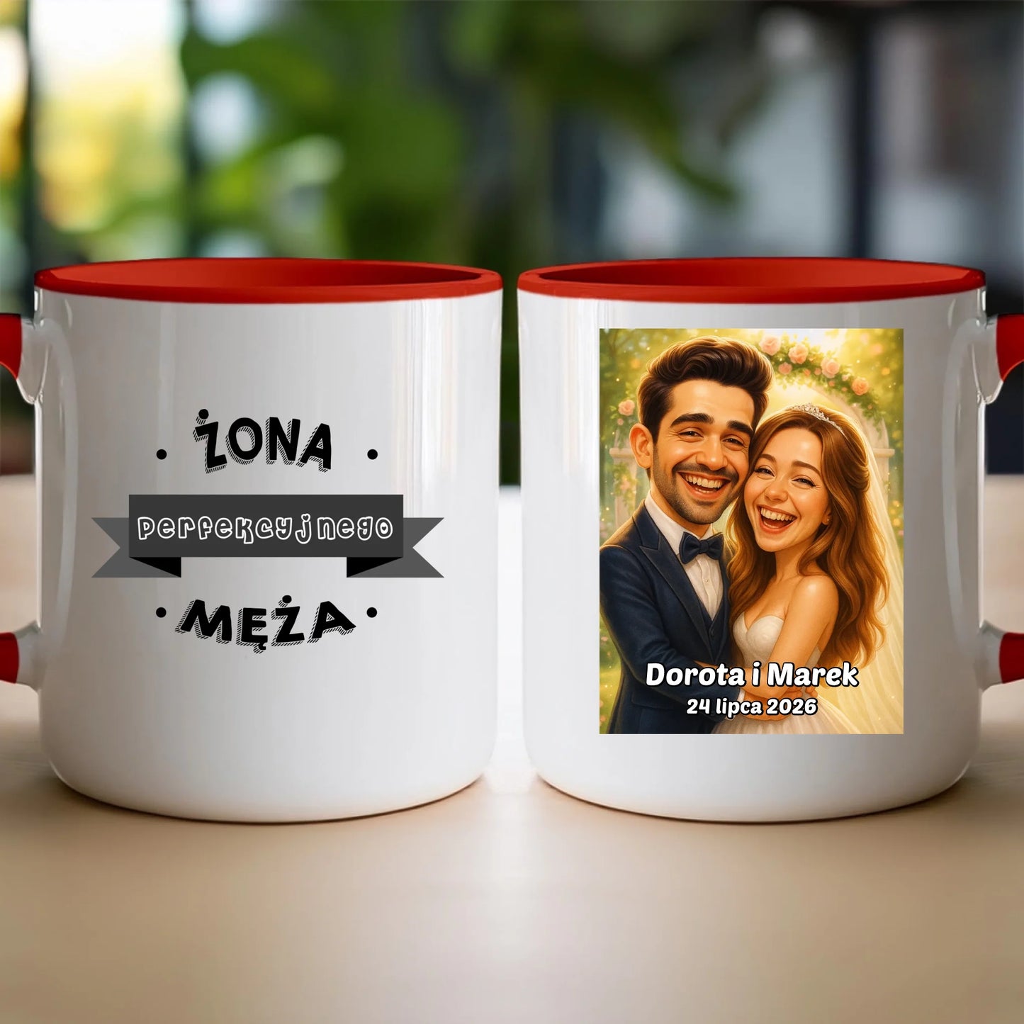 Personalizowany Kubek - ślubna karykatura [generowana przez AI]