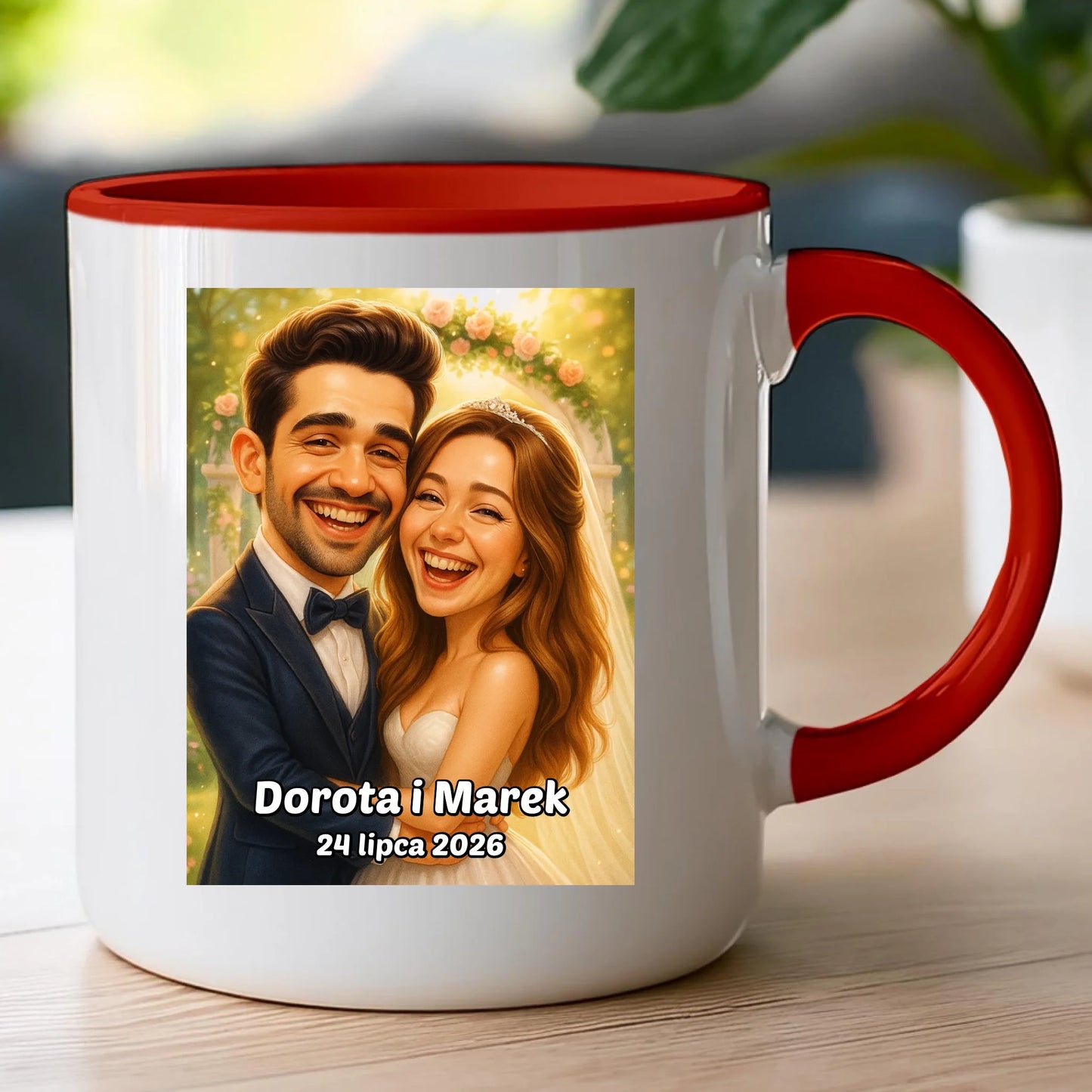 Personalizowany Kubek - ślubna karykatura [generowana przez AI]