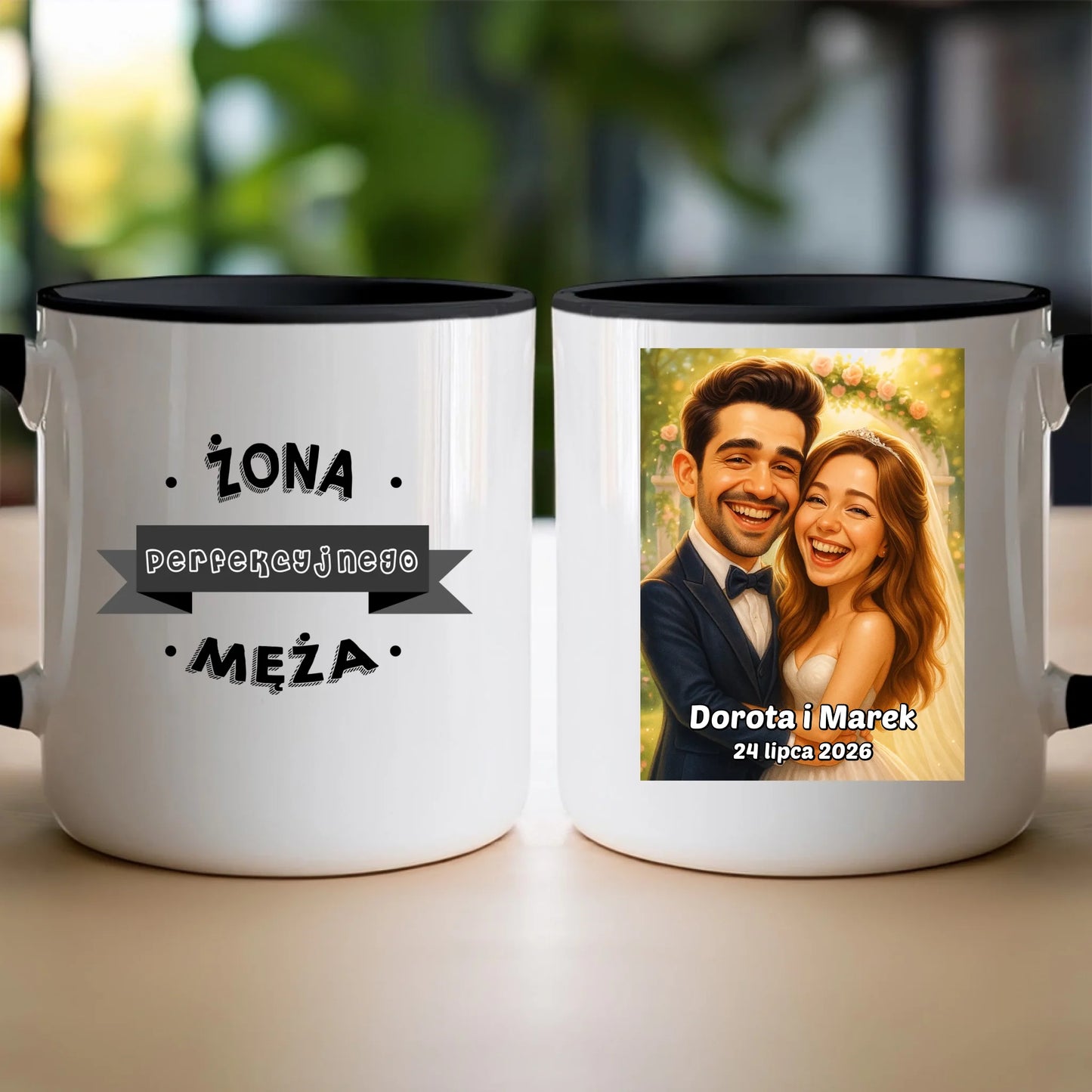 Personalizowany Kubek - ślubna karykatura [generowana przez AI]