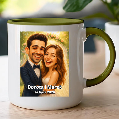 Personalizowany Kubek - ślubna karykatura [generowana przez AI]