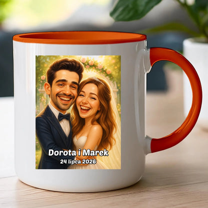 Personalizowany Kubek - ślubna karykatura [generowana przez AI]