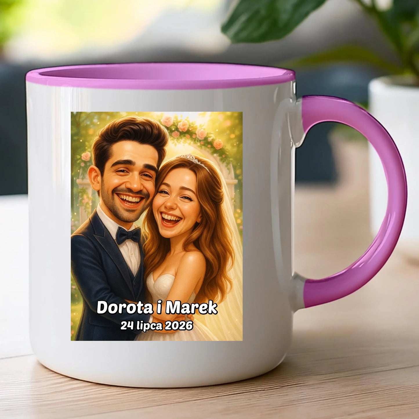 Personalizowany Kubek - ślubna karykatura [generowana przez AI]