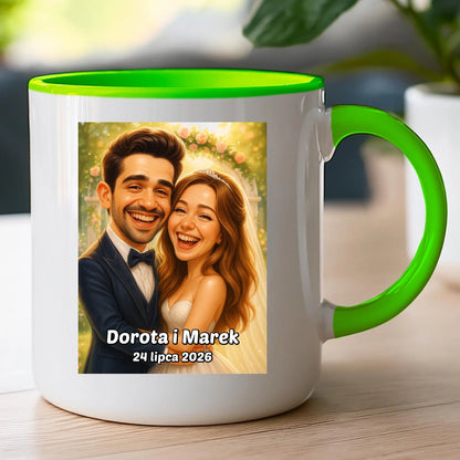 Personalizowany Kubek - ślubna karykatura [generowana przez AI]