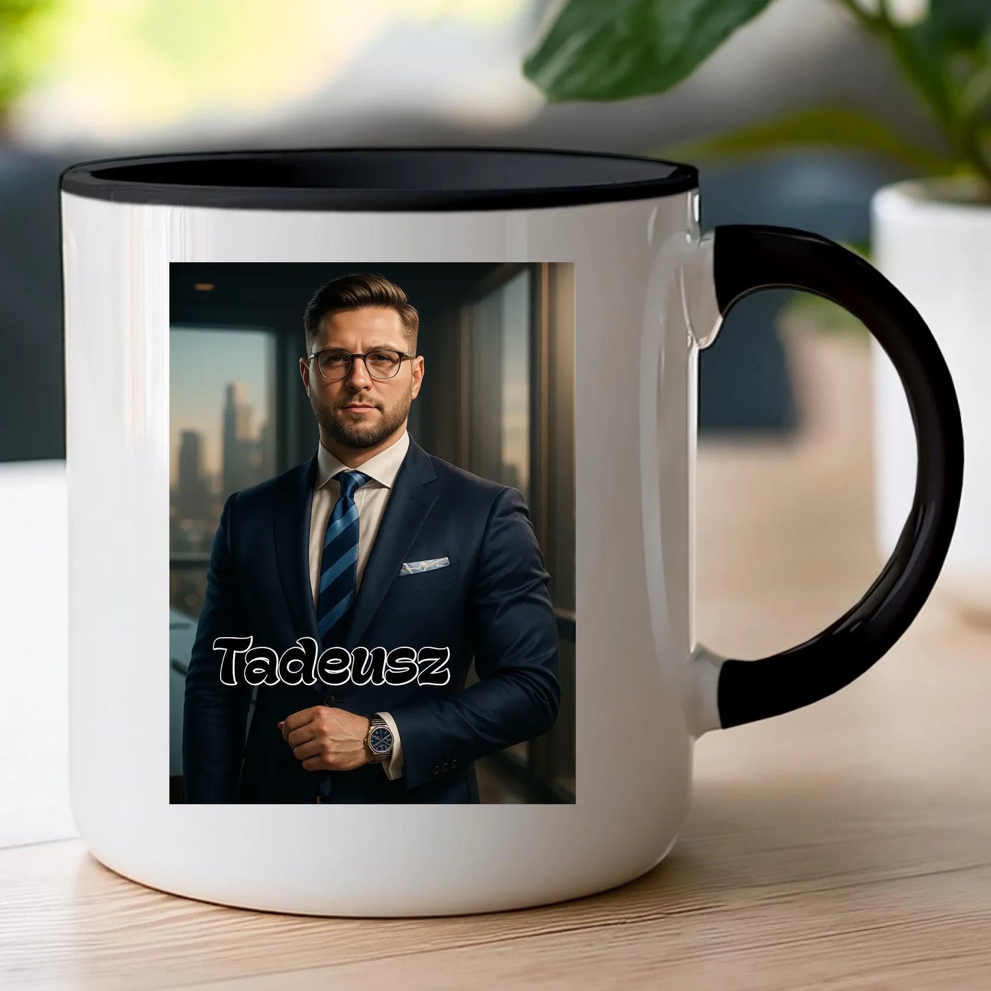 Kubek - portret biznesmen / bizneswoman [generowany przez AI]