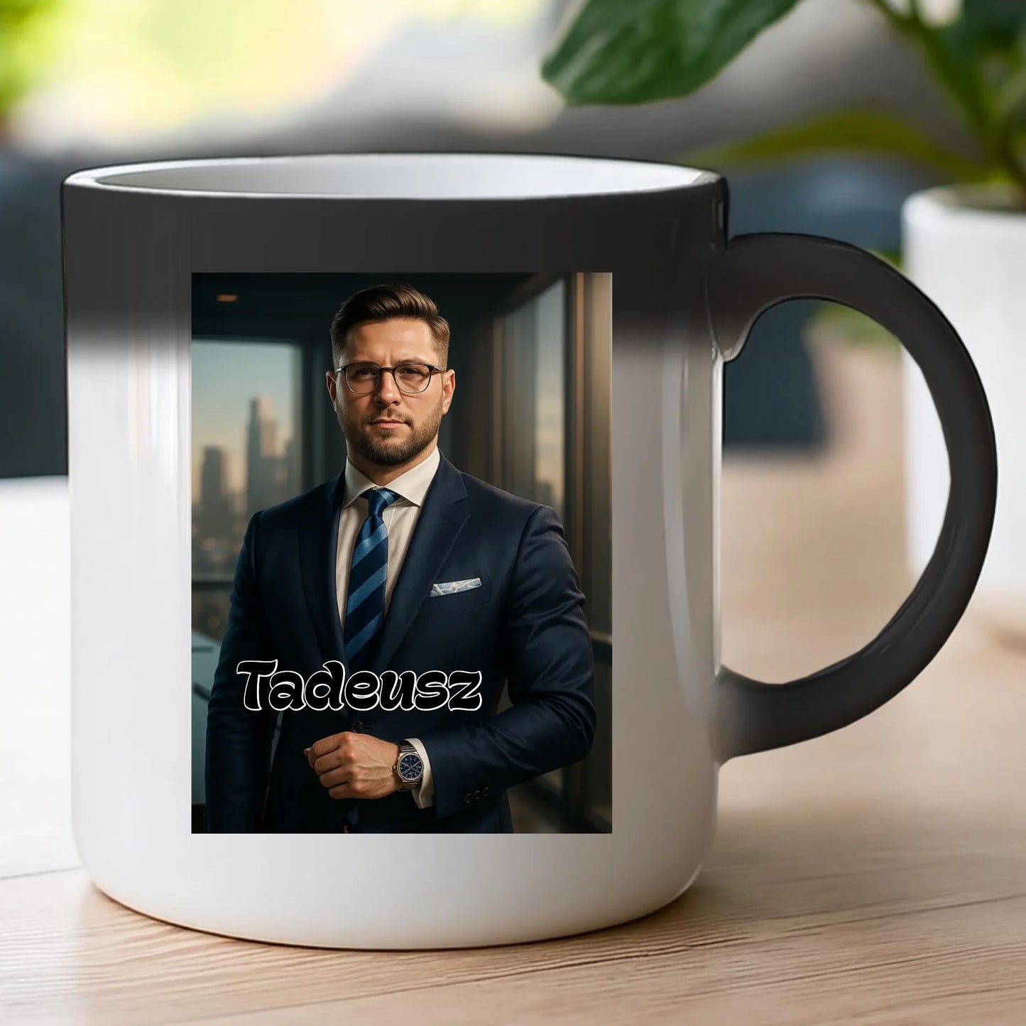 Kubek - portret biznesmen / bizneswoman [generowany przez AI]