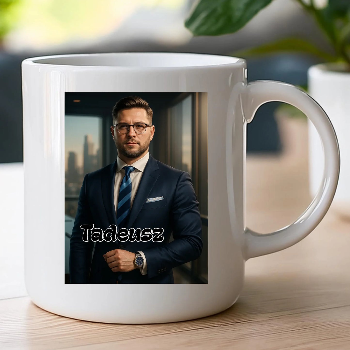 Kubek - portret biznesmen / bizneswoman [generowany przez AI]