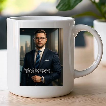 Kubek - portret biznesmen / bizneswoman [generowany przez AI]