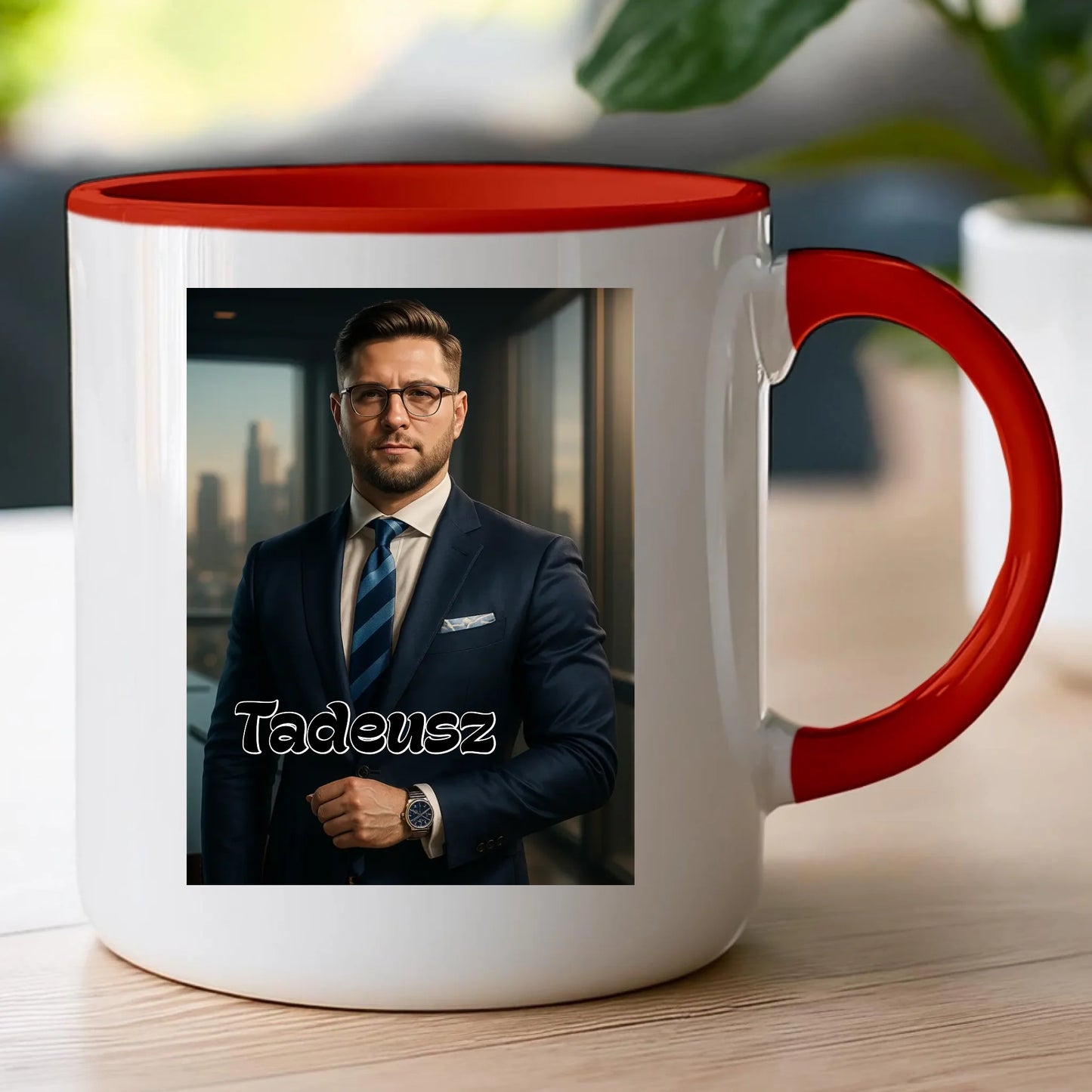 Kubek - portret biznesmen / bizneswoman [generowany przez AI]