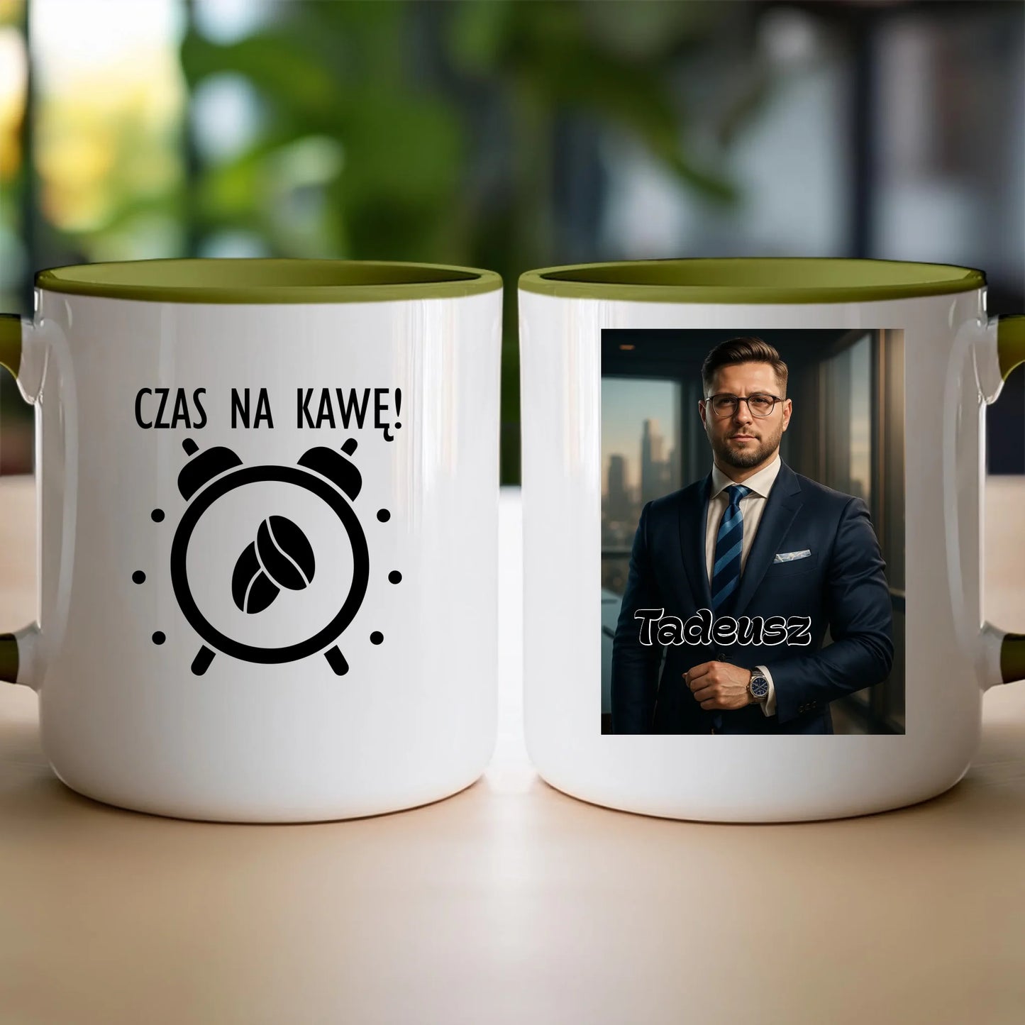 Kubek - portret biznesmen / bizneswoman [generowany przez AI]