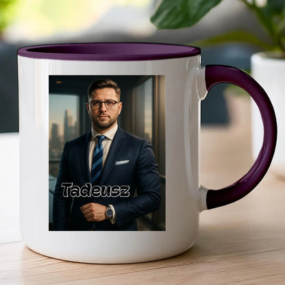 Kubek - portret biznesmen / bizneswoman [generowany przez AI]